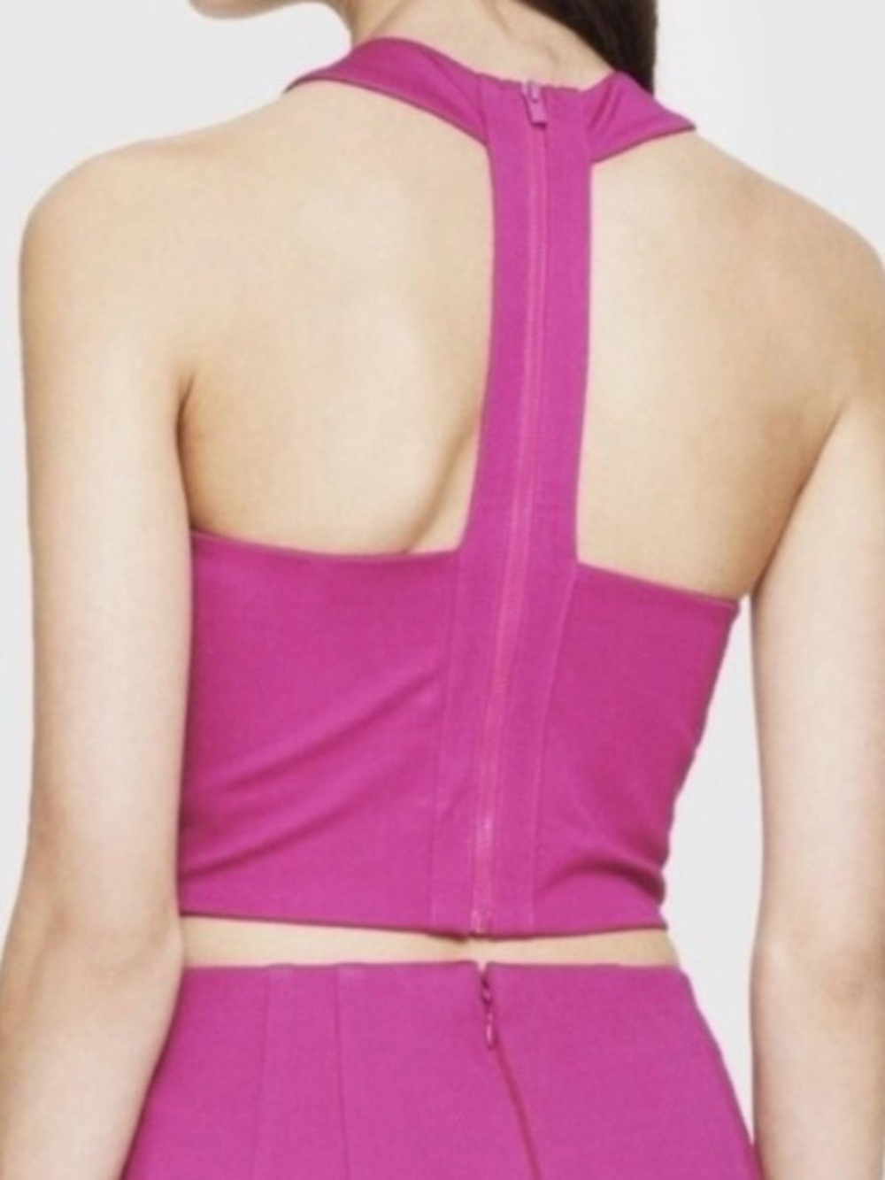 Express Fuchsia Halter-Back Bandeau Crop Top